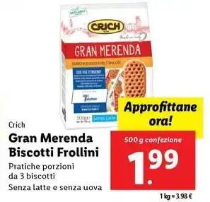 Lidl Crich Gran Merenda Biscotti Frollini 500 g confezione offerta