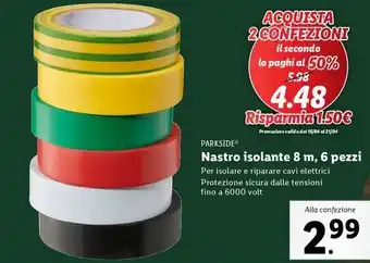 Lidl PARKSIDE Nastro isolante 8 m, 6 pezzi offerta