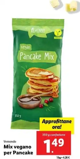 Lidl Vemondo Mix vegano per Pancake 350 g confezione offerta