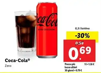 Lidl Coca-Cola Zero 0,5 l lattina offerta