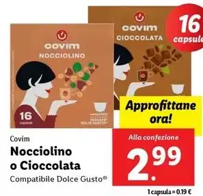 Lidl Covim Nocciolino o Cioccolata Compatibile Dolce Gusto offerta