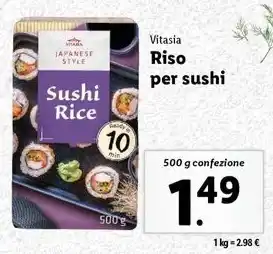 Lidl Vitasia Riso per sushi 500 g confezione offerta