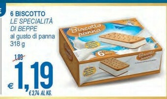 MD Discount Le specialità di beppe - biscotto al gusto di panna 318 g(ml) offerta
