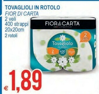 MD Discount Fior di carta tovaglioli in rotolo 2 veli 400 strappi 2 rotoli offerta