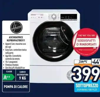 Unieuro Hlpb h9a2tbex-11 asciugatrice libera installazione caricamento frontale 9 kg a++ bianco offerta