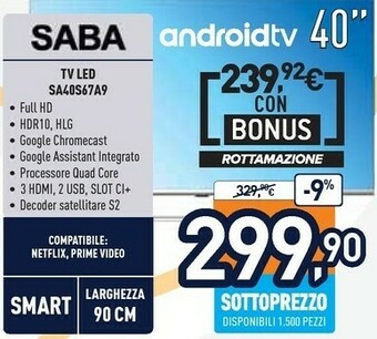 Saba tv led sa40s67a9