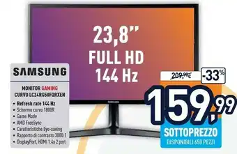 Unieuro Monitor lc24rg50fqrxen offerta