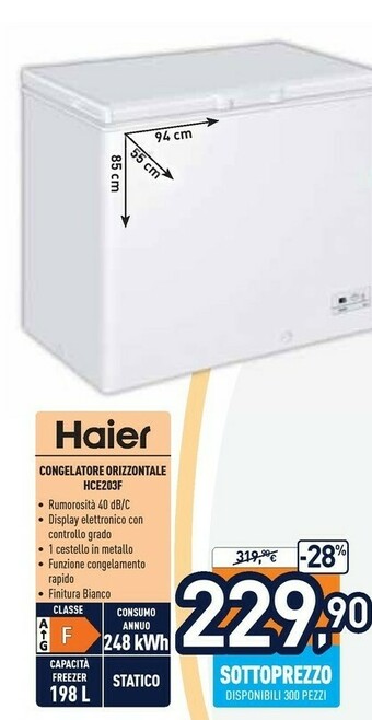 Unieuro Hce203f congelatore a pozzo 198 l libera installazione f offerta
