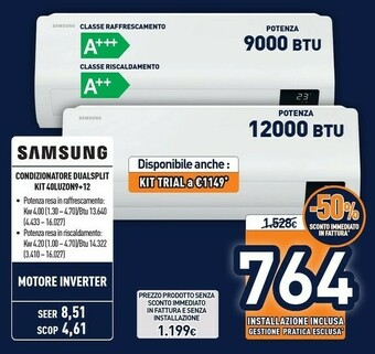 Unieuro Luzon aj040txj2kgeu + ar09txhzawkneu + ar12txhzawkneu condizionatore dual split system bianco 9000 + 12000 btu offerta