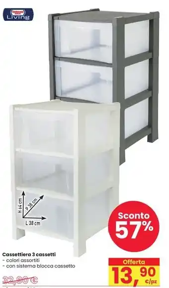 Interspar Cassettiera 3 cassetti offerta