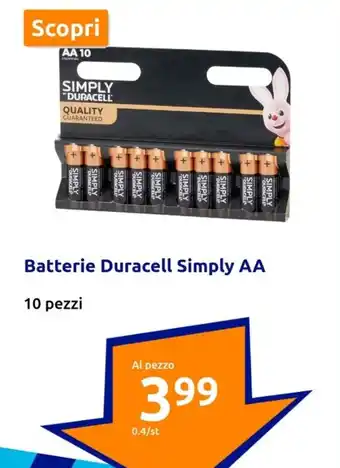 Action Batterie Duracell Simply AA 10 pezzi offerta