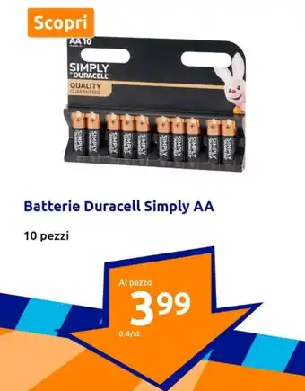 Action Batterie Duracell Simply AA 10 pezzi offerta