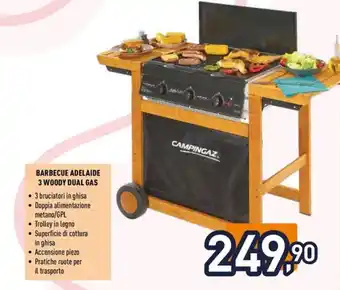 Unieuro BARBECUE ADELAIDE 3 WOODY DUAL GAS offerta