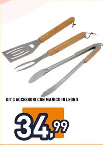 Unieuro KIT 3 ACCESSORI CON MANICO IN LEGNO offerta