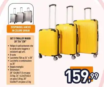 Unieuro SET 3 TROLLEY RIGIDI 20"/24"/28" offerta