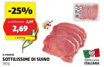 ALDI IL PODERE SOTTILISSIME DI SUINO 300 g offerta