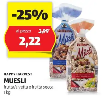 ALDI HAPPY HARVEST MUESLI frutta/uvetta e frutta secca 1 kg offerta