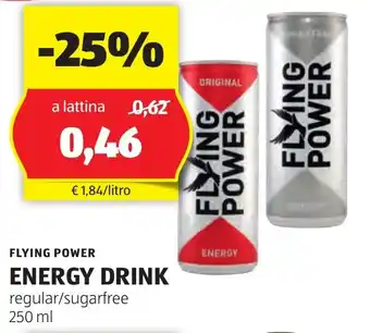 ALDI FLYING POWER ENERGY DRINK regular/sugarfree 250 ml offerta