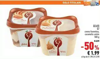 Conad City G7 - gelato al gusto di bacio arricchito con crema al gianduia 500 g(ml) offerta