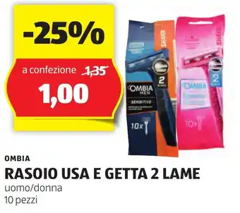 ALDI OMBIA RASOIO USA E GETTA 2 LAME uomo/donna 10 pezzi offerta