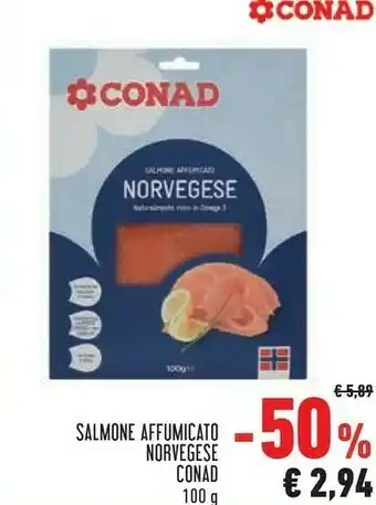 Conad Superstore Conad - salmone affumicato norvegese a fette 100 g(ml) offerta