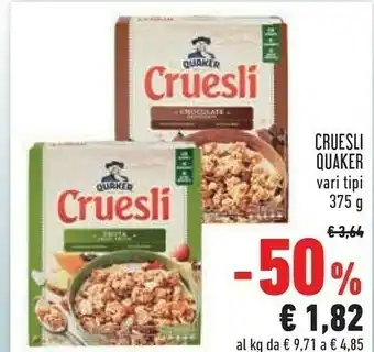 Conad Superstore Quaker - cruesli cioccolato 375 g(ml) offerta