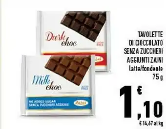 Conad Zaini tavolette di cioccolato senza zuccheri aggiunti offerta