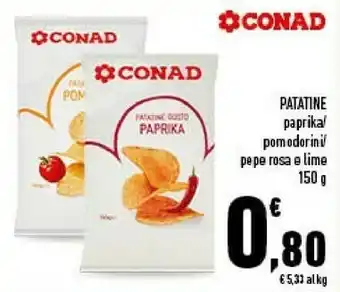 Conad Conad - le patataine gusto pepe rosa e lime 150 g(ml) offerta