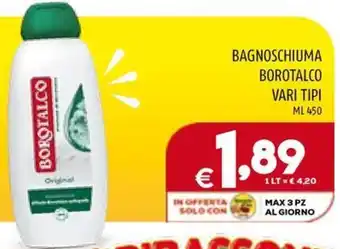 BAGNOSCHIUMA BOROTALCO VARI TIPI ML 450