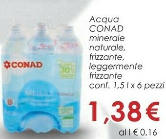 Conad Conad - acqua minerale naturale leggermente frizzante 1500 g(ml) offerta