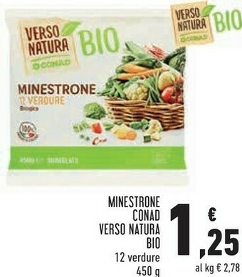 Conad Conad - minestrone 12 verdure bio verso natura 450 g(ml) offerta