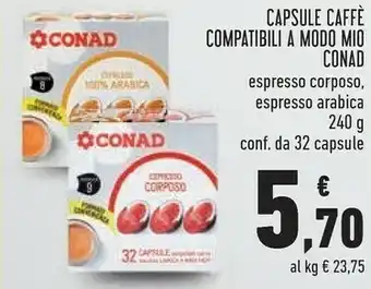 Conad Conad capsule caffe compatibili a modo mio offerta