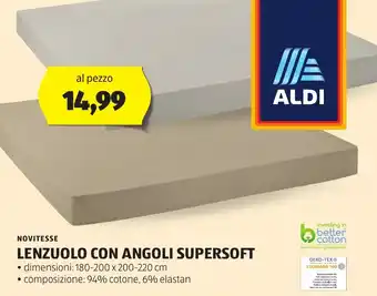 ALDI NOVITESSE LENZUOLO CON ANGOLI SUPERSOFT offerta