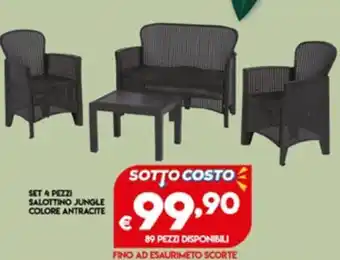 SET 4 PEZZI SALOTTINO JUNGLE COLORE ANTRACITE
