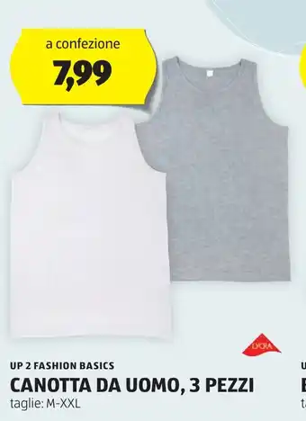 ALDI UP 2 FASHION BASICS CANOTTA DA UOMO, 3 PEZZI offerta