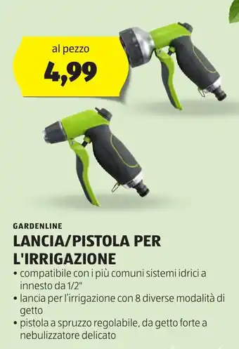 ALDI GARDENLINE LANCIA/PISTOLA PER L'IRRIGAZIONE offerta