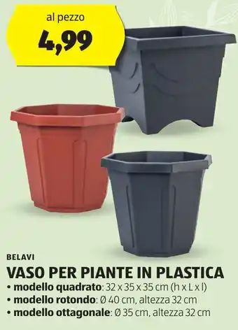 ALDI BELAVI VASO PER PIANTE IN PLASTICA offerta