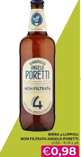 Mercatò BIRRA 4 LUPPOLI NON FILTRATA ANGELO PORETTI cl 66 offerta