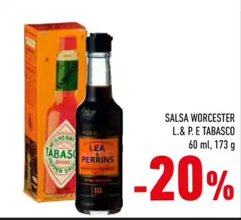 Conad -20% Salsa Worcester L. & P.E. Tabasco 60ml 173g offerta
