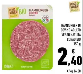 Conad Conad Bio Hamburger di Bovino Adulto verso natura 150g offerta