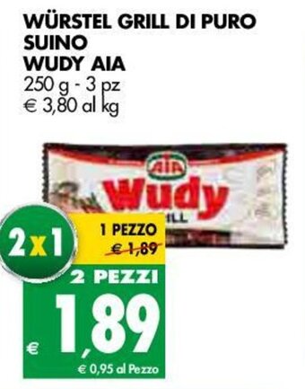 Tigros Aia Wudy Würstel Grill di Puro Suino 250g - 3pz offerta