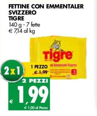 Tigros Tigre Fettine con Emmentaler Svizzero 140g - 7 fette offerta