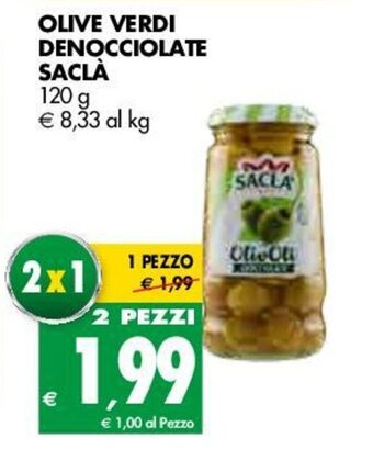 Tigros Saclà Olive Verdi Denocciolate 120g offerta