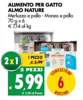 Tigros Almo Nature Alimento per Gatto 70g x 6 offerta