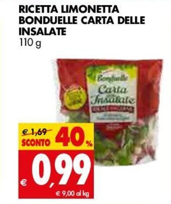 Tigros Bonduelle Carta Delle Insalate Ricetta Limonetta 110g offerta