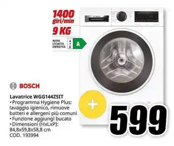 MediaWorld BOSCH Lavatrice WGG144Z5IT offerta