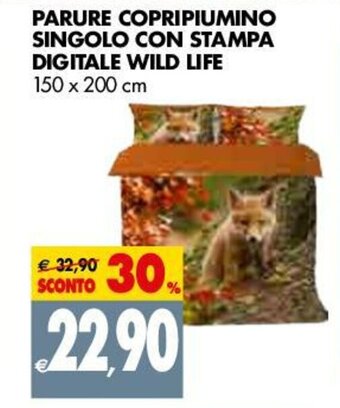 Parure Copripiumino Singolo con Stampa Digitale Wild Life 150x200cm