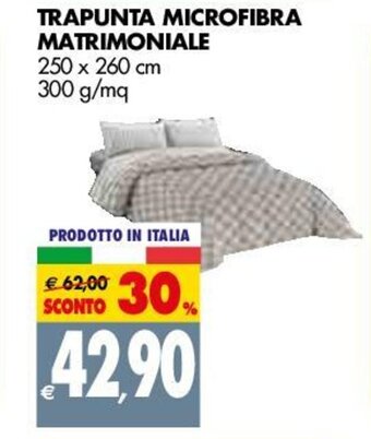 Tigros Trapunta Microfibra Matrimoniale 250x260cm 300g/mq offerta