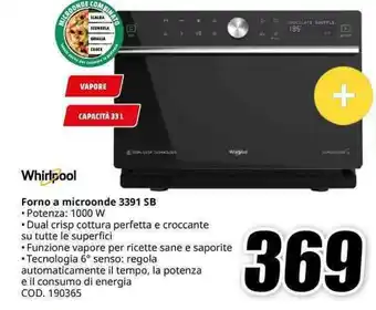 MediaWorld Whirlpool Forno a microonde 3391 SB offerta