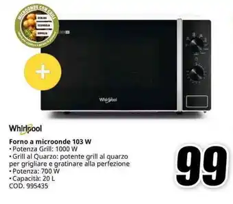 MediaWorld Whirlpool Forno a microonde 103 W offerta